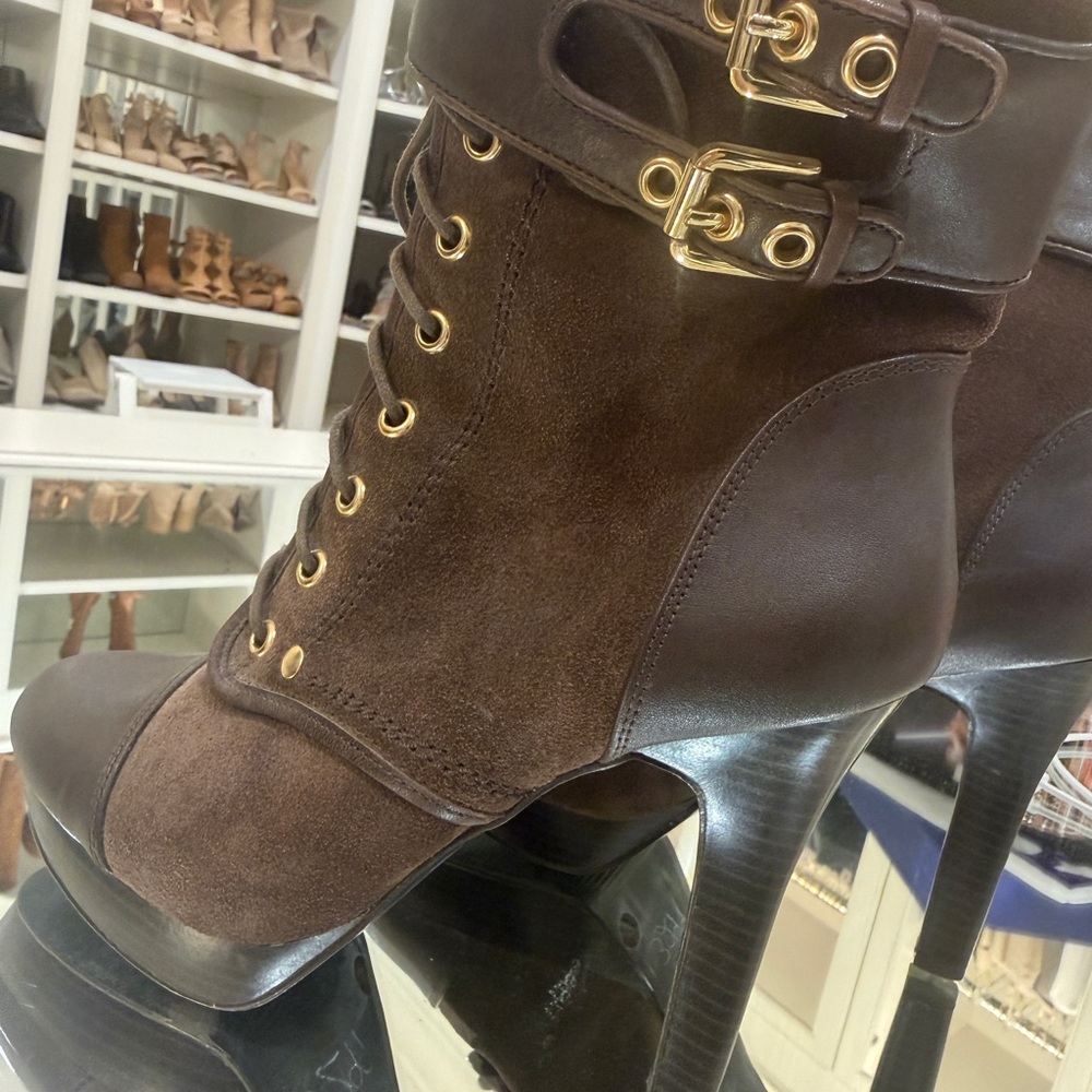 Jessica Simpson Dark Brown Lace-Up Ankle Boots